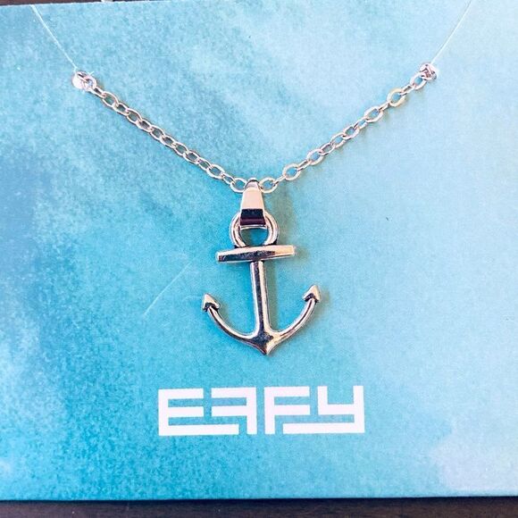 EFFY Silver Anchor Pendant Chain Necklace - Picture 1 of 2